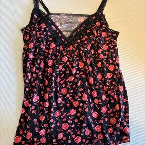 George Black and Pink Floral Lace Camisole